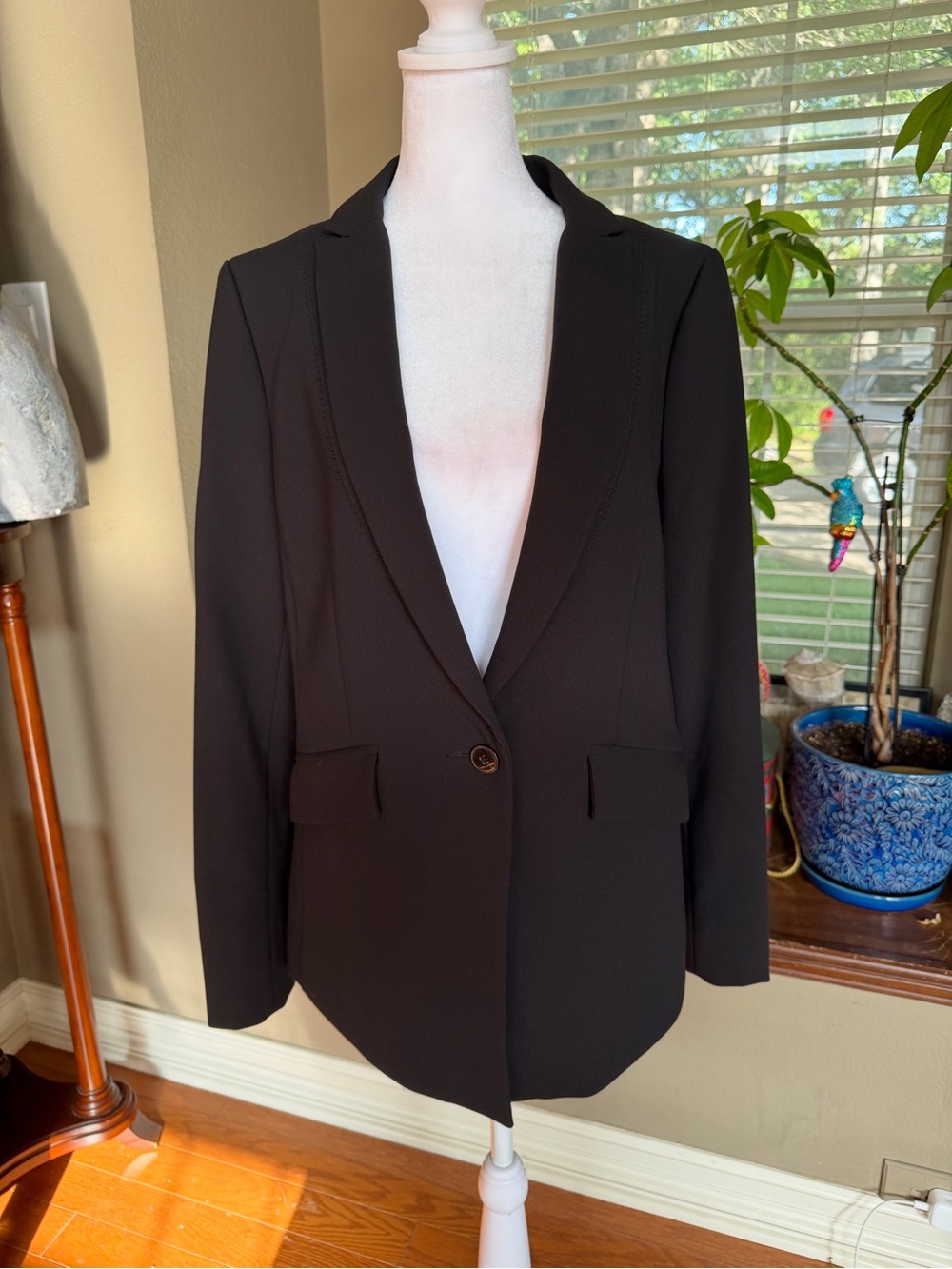 Adrianna Papell Black Point Hem One-Button Blazer Jacket - Picture 2 of 6